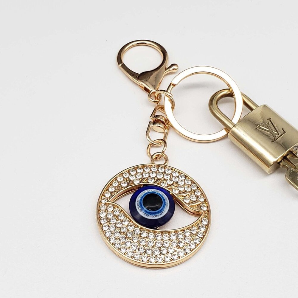 Louis Vuitton Gold Lock 🔒 Authentic LV Key + Unbranded Evil Eye Bag Charm - Picture 5 of 7